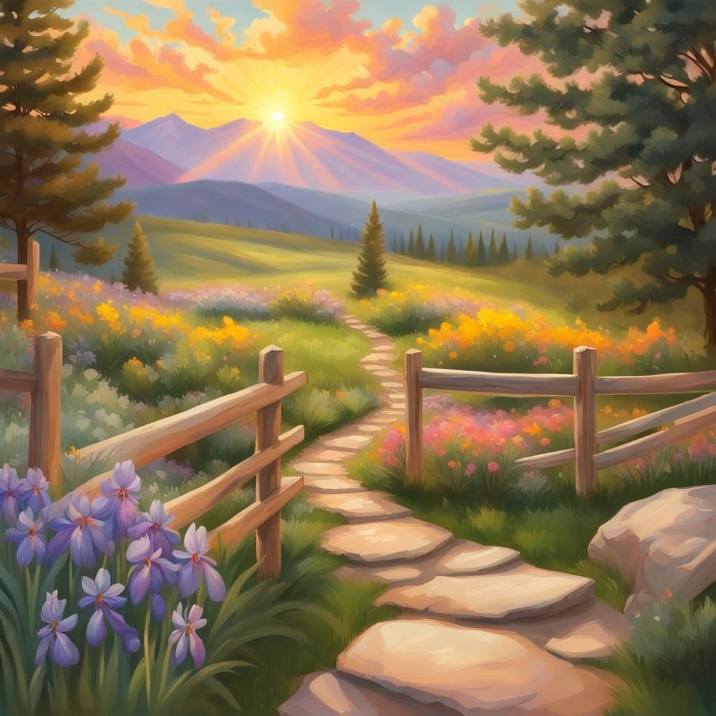 Idyllic Pasture Scene at Sunrise