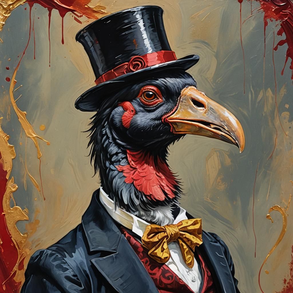 Dodo Bird Ringmaster in Opulent Velvet Portrait
