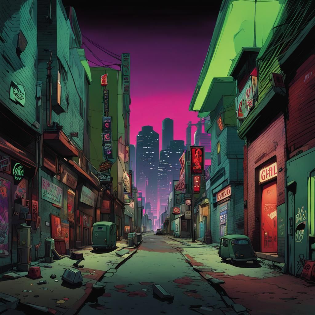Graffiti Cartoon Background in Gorillaz Phase One Style