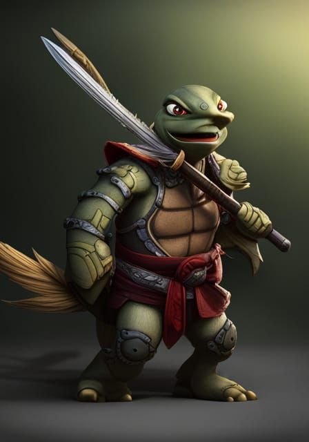 Turtle Samurai Portrait in Kung Fu Panda Style