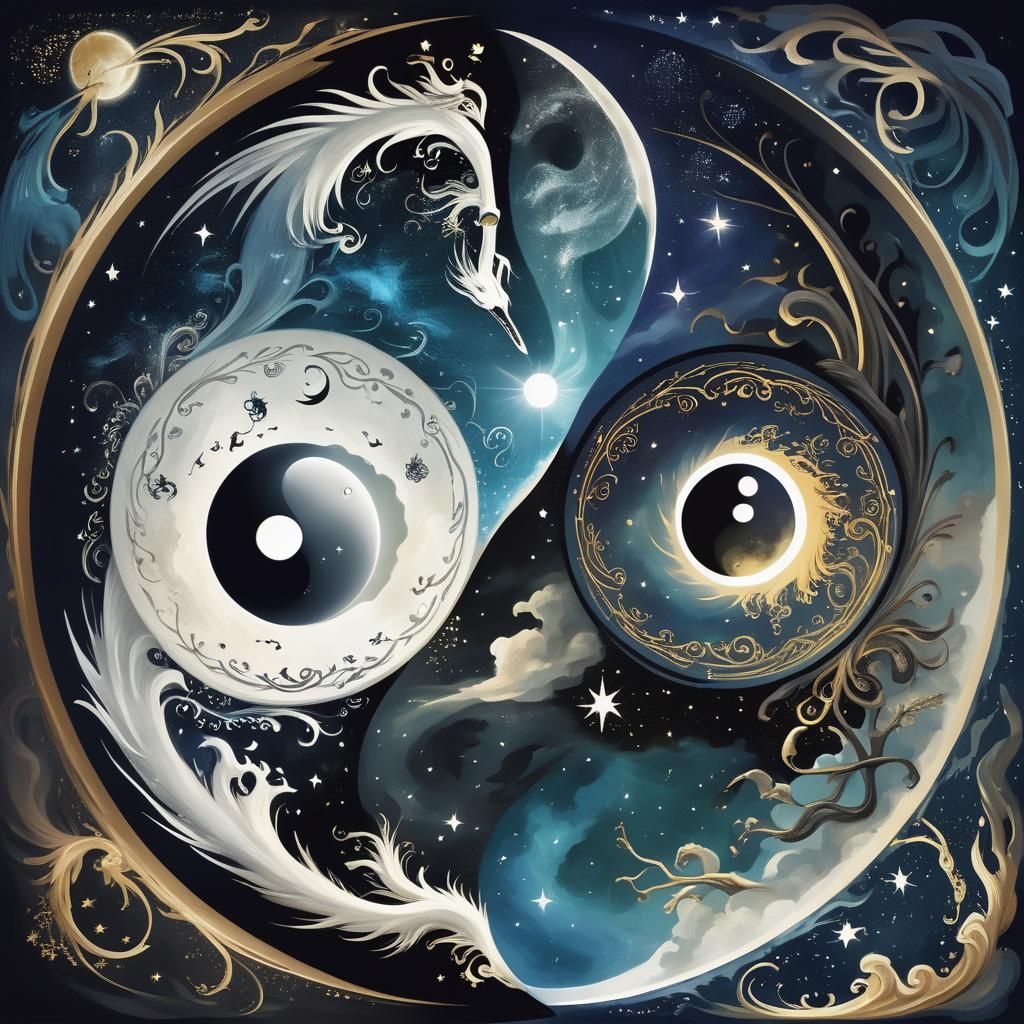 Mystical Night Versus Day Yin-Yang Concept