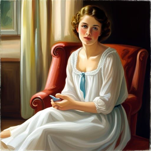 Woman in White Nightgown