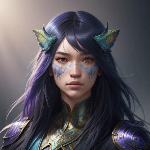 Detailed Animal-Human Hybrid Portrait in Vivid Color