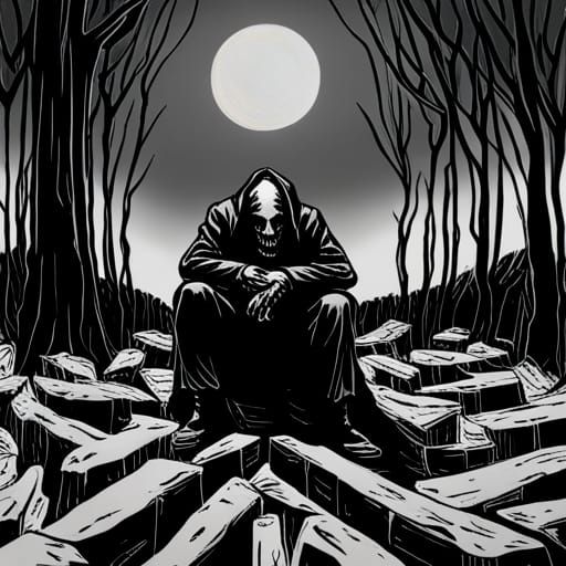 Grim Reaper Scene in Gothic Horror Style