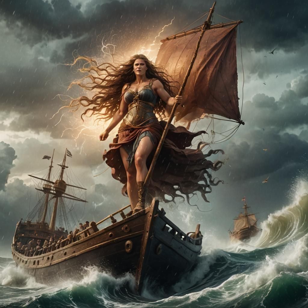 Giant Woman Attacks Greek Ship
