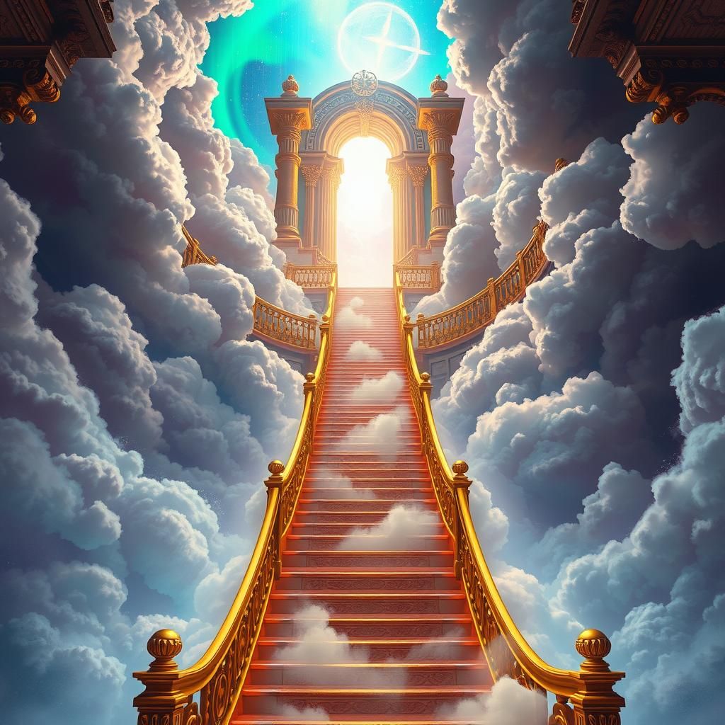Heavenly Staircase Ascends Through Aurora Clouds