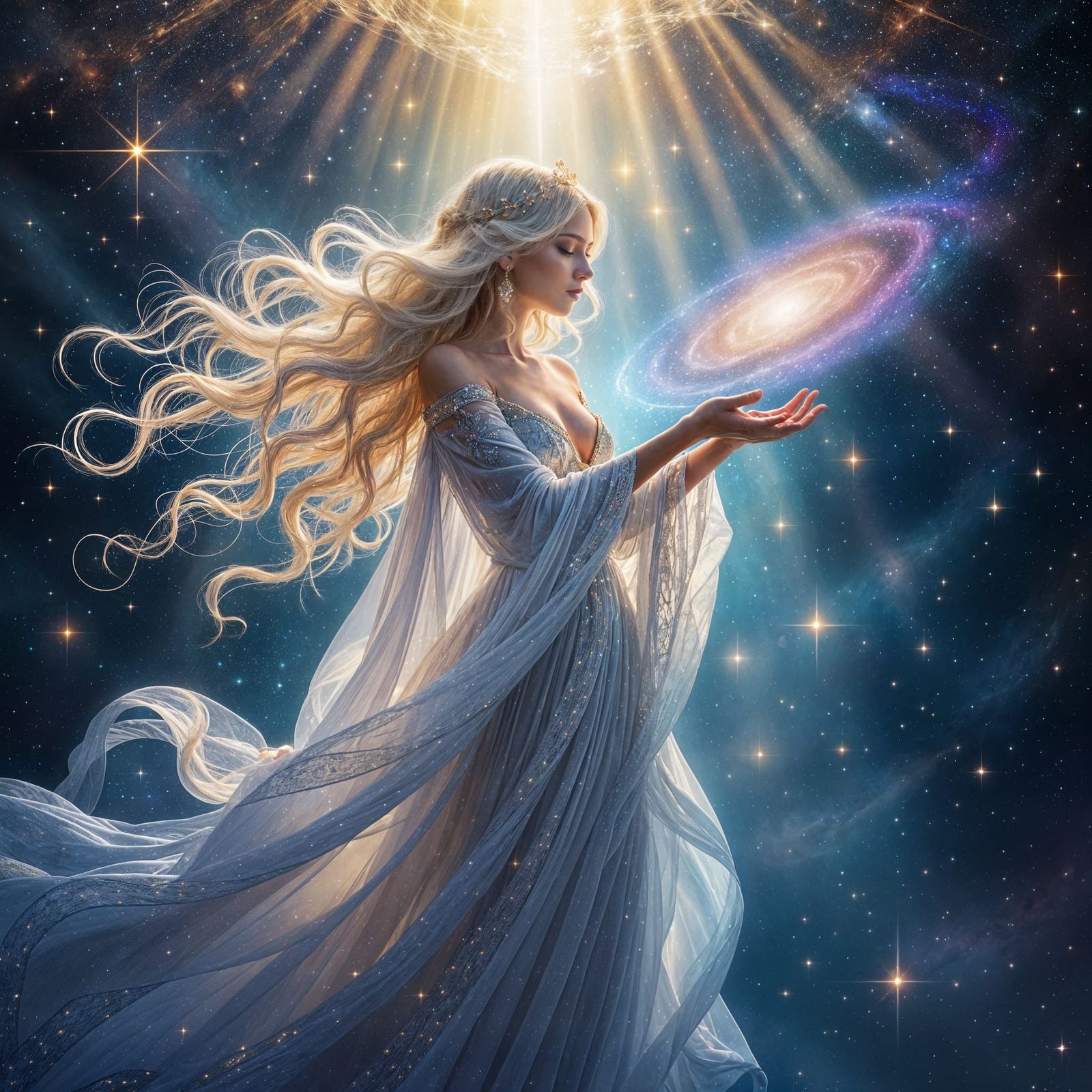 Celestial Goddess with Galaxy in Digital Art