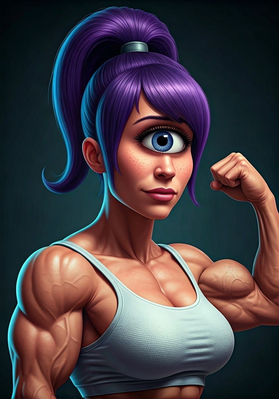 Hyperreal Futurama Heroine Leela Revealed in Cyberpunk Style