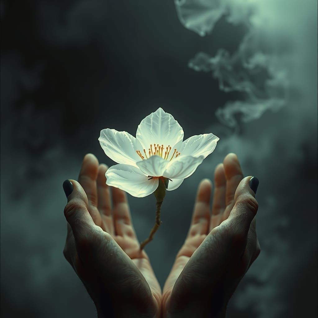 Glowing Crystal Sakura in Trembling Hands