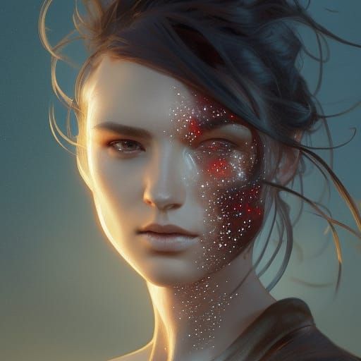 Intricate Changeling Portrait in Art Nouveau Style