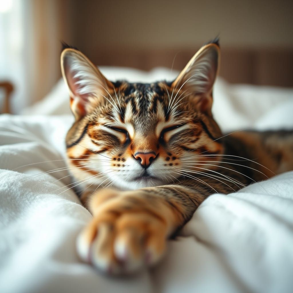Tabby Cat in Warm Studio Lighting