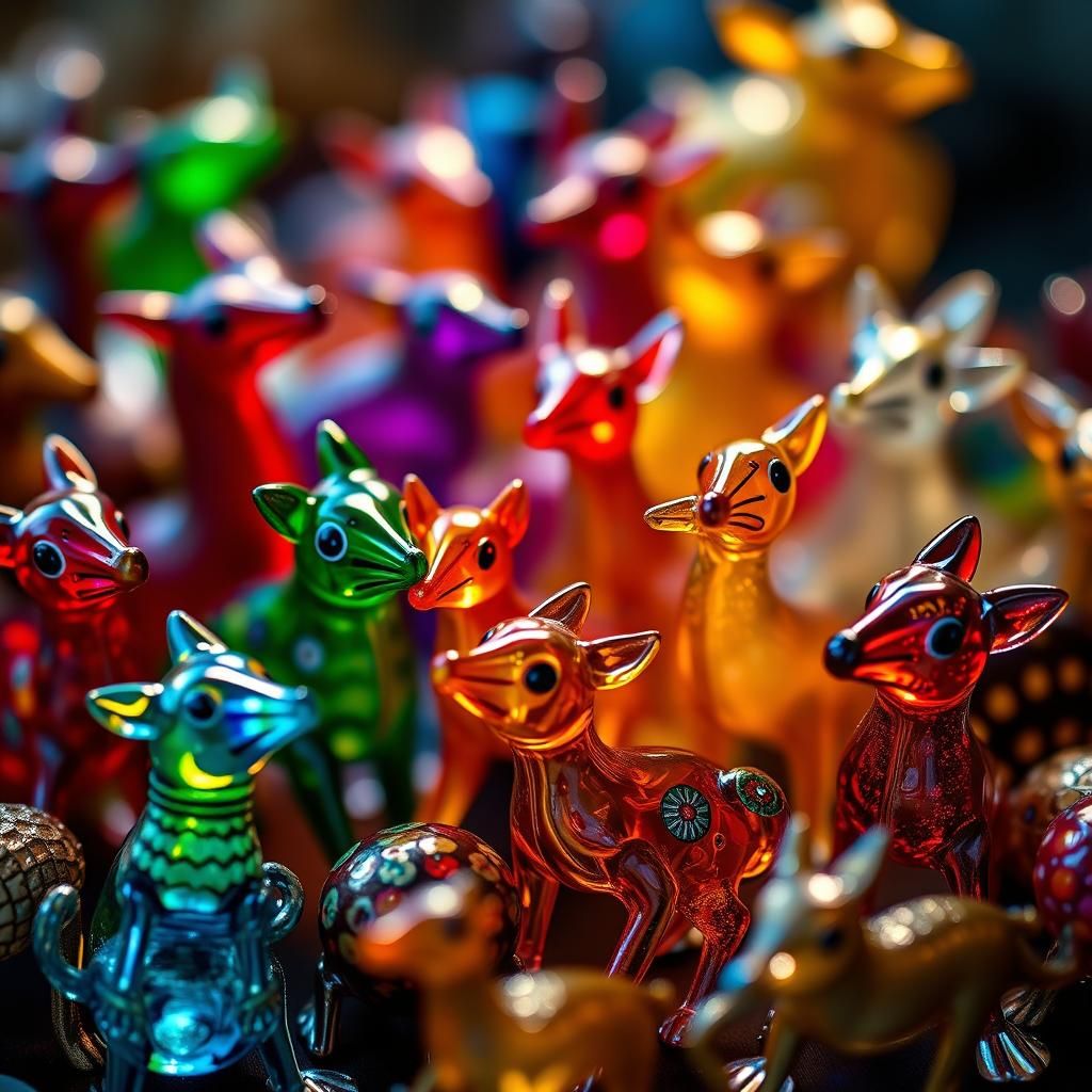 Colorful Glass Animal Figurines with Enameled Details