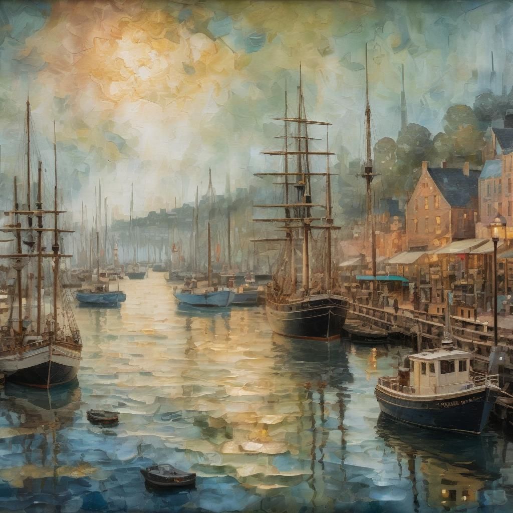 Romantic Cityscape at Sunset in Golden Light