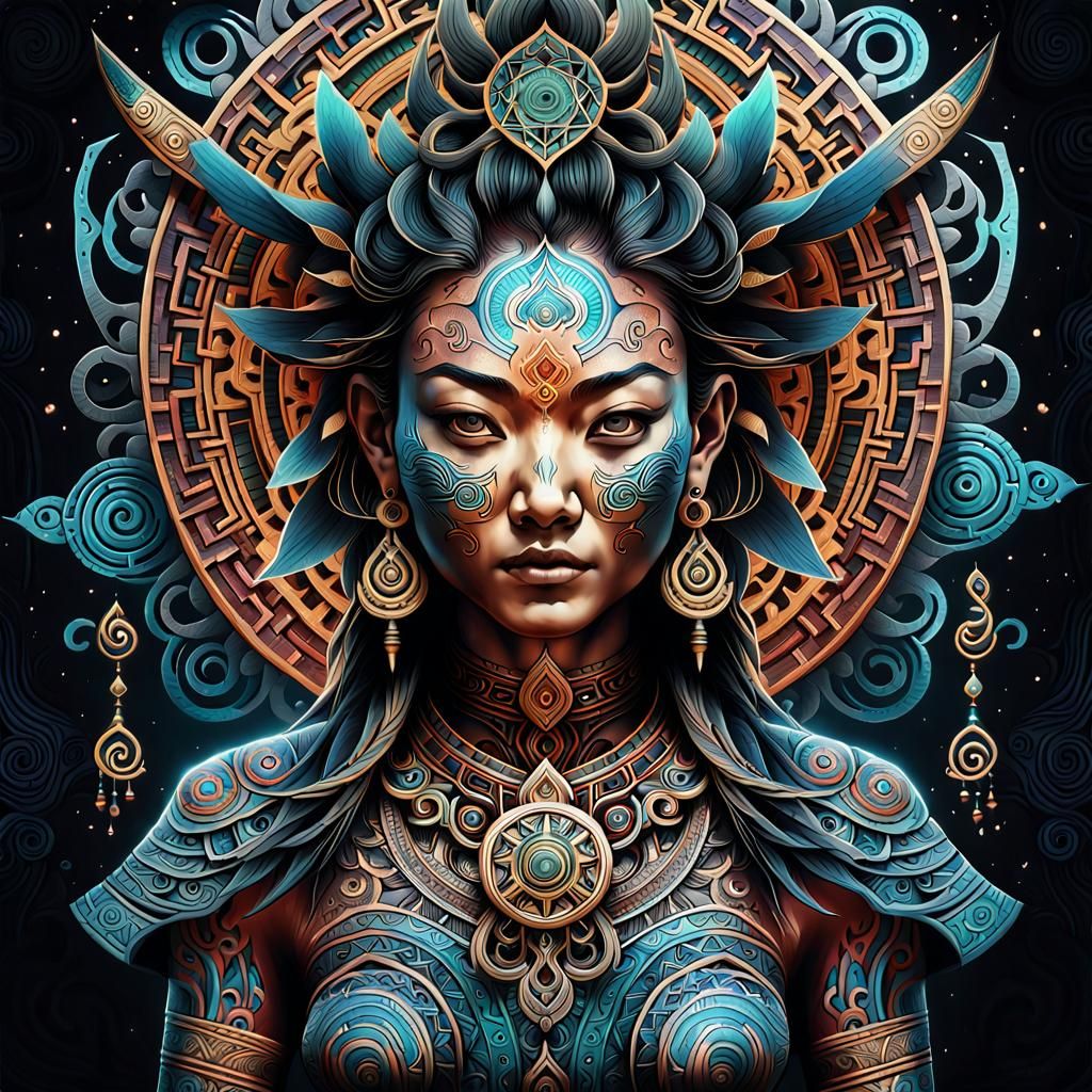 Tibetan Sak Yant Tattoo: Symmetrical Patterns in Digital Art