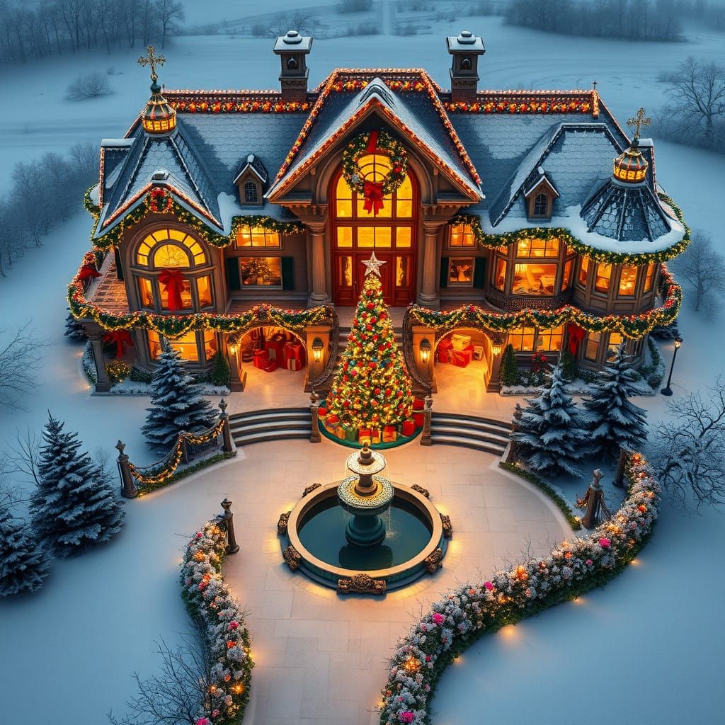 Christmas Mansion in Winter Wonderland