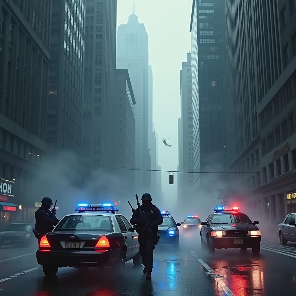 SWAT Team in Gritty Cyberpunk Cityscape