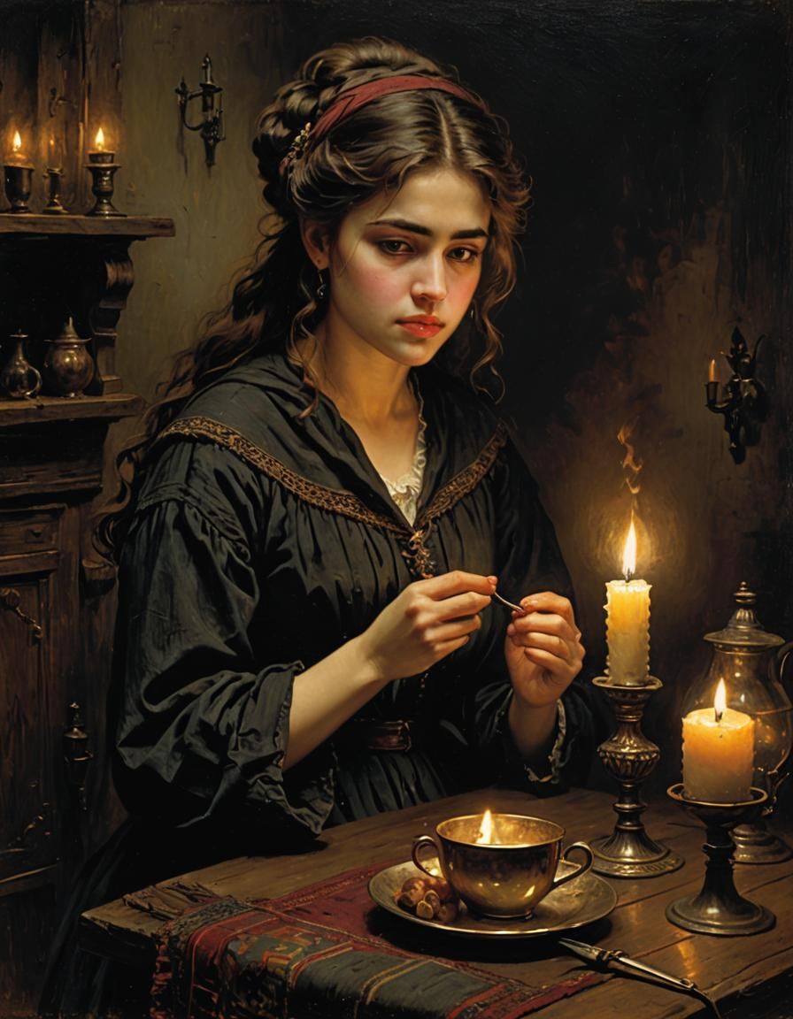 Girl by Candlelight: A Harlamoff-Inspired Portrait