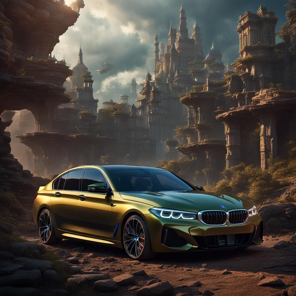 Detailed Matte Painting of a BMW Car