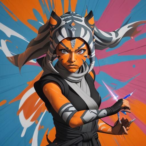 Ahsoka as Naruto with Rasenshuriken in Graffiti Art