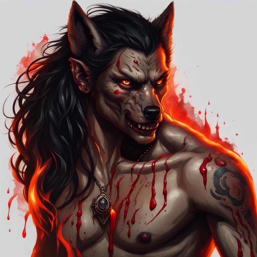 Gypsy Werewolf Portrait in Hyperdetailed Concept Art