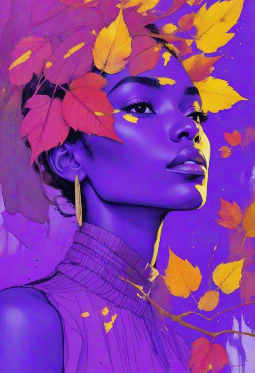 Warm Autumn Portrait in Vibrant Watercolor Style