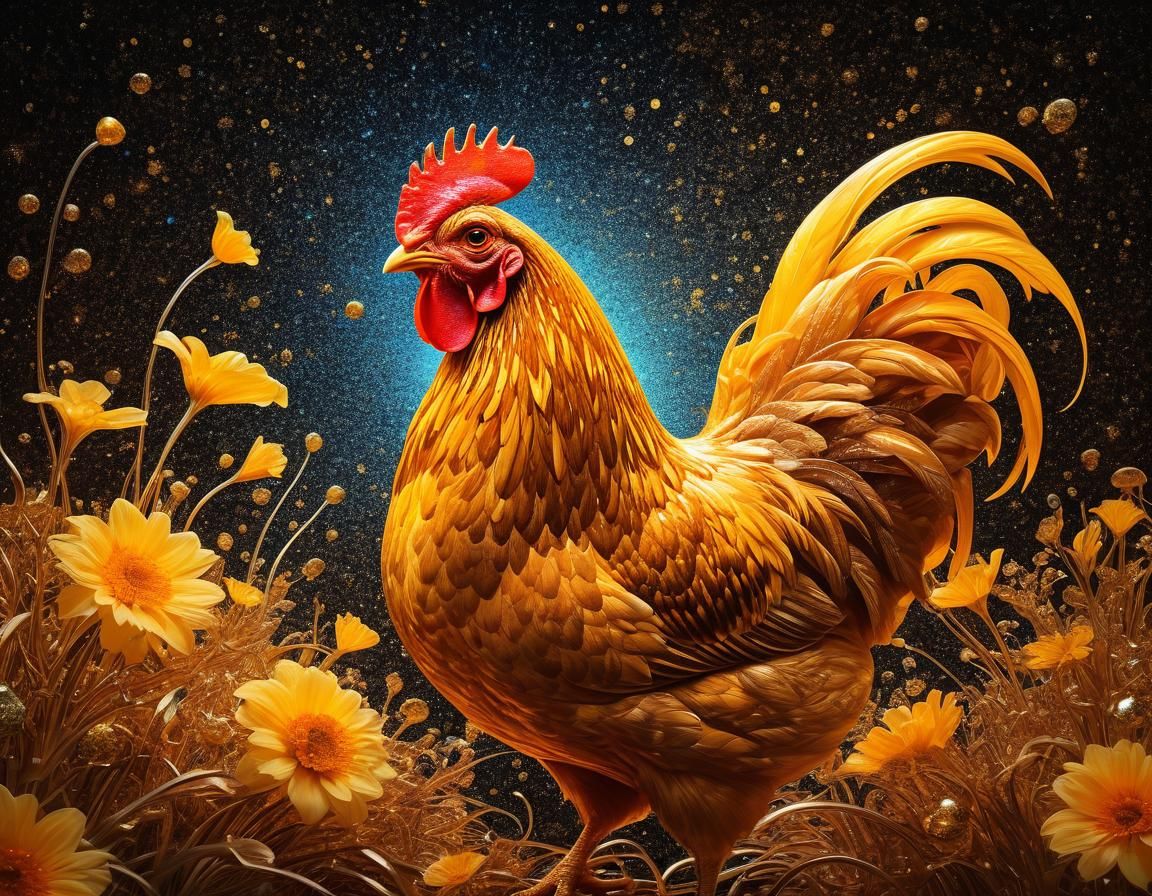 Ethereal Hen in Abstract Biopunk Art