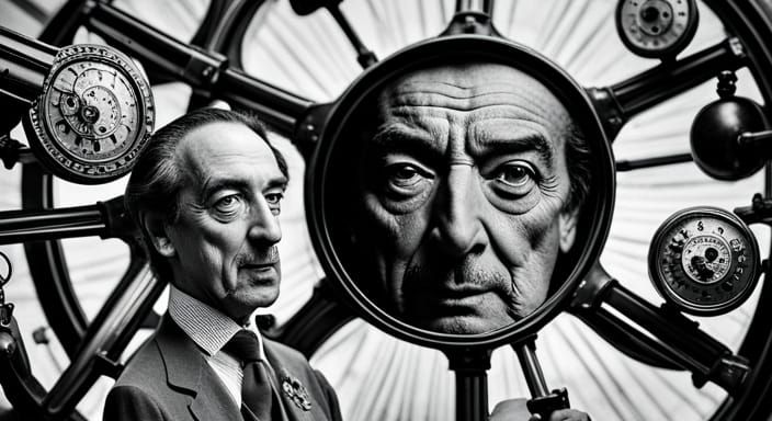 Steampunk Clocks Surround a Surreal Portrait