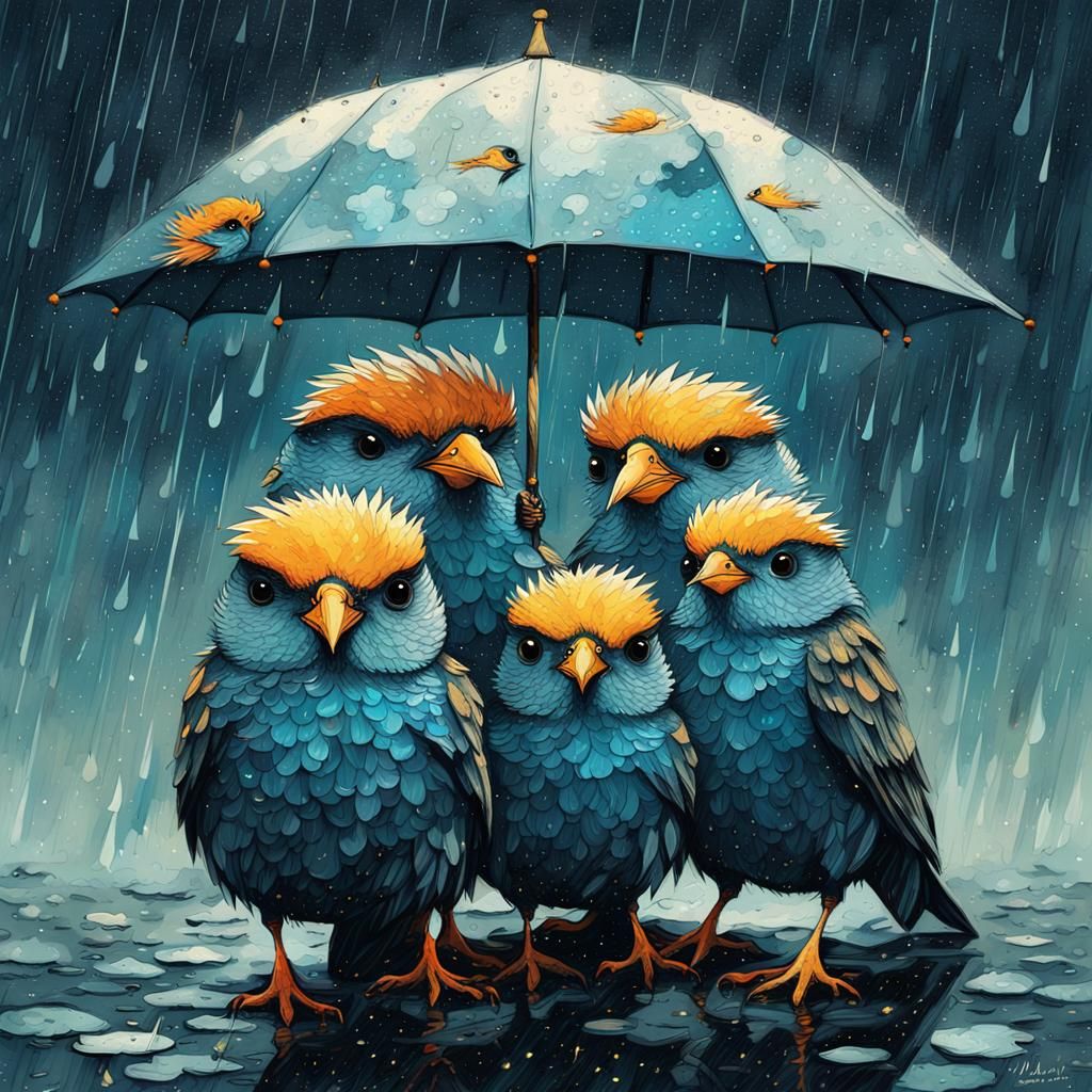 Birds under an Umbrella 3