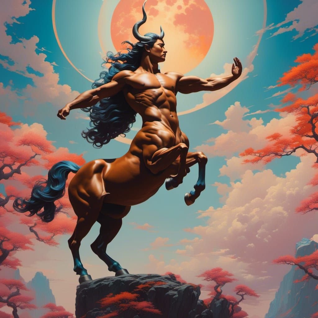 Mighty Centaur Leaping Skyward in Dynamic Portrait