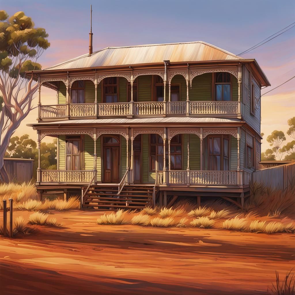 Outback Queenslander Home in Hyperrealistic Splash Art