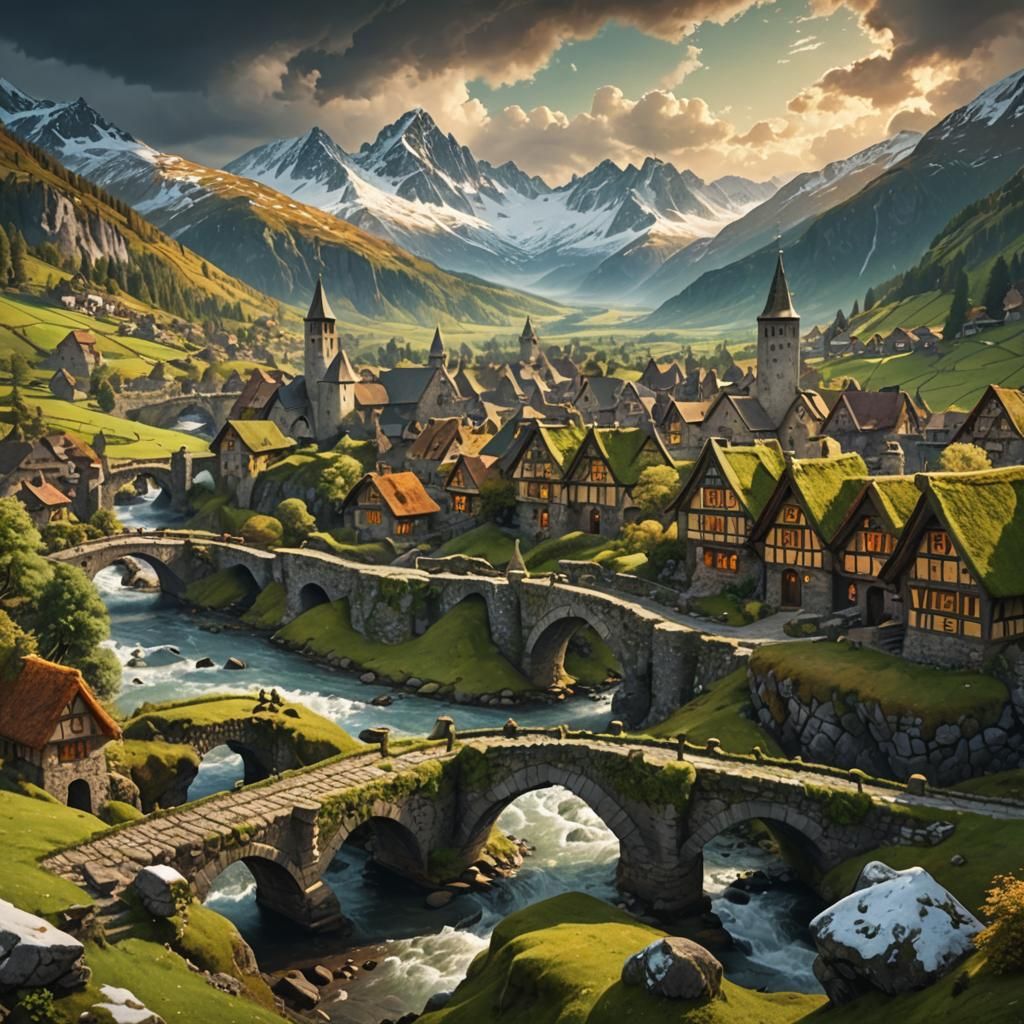 Enchanting Valley: Matte Painting in High Fantasy Style