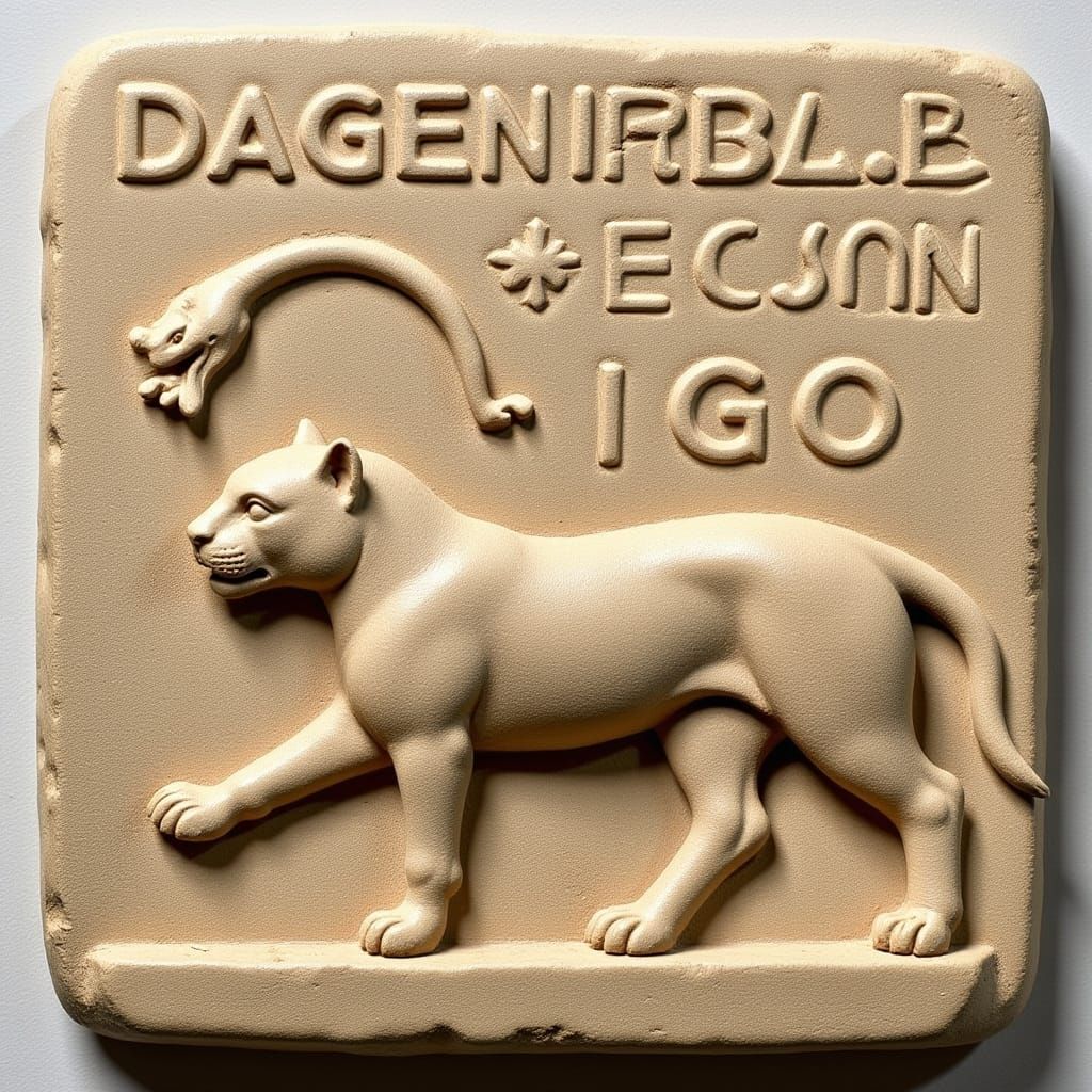 Mythical Dragon-Feline Bas-Relief Sculpture