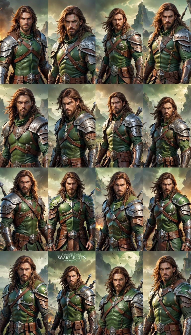 Epic Fantasy Novel Cover with Human Ranger in Warcraft Style