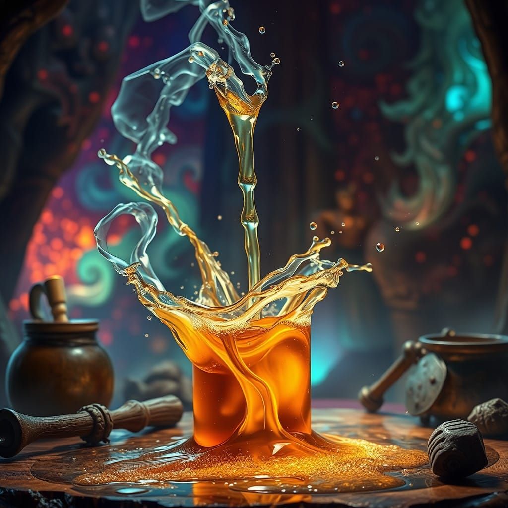 Mystical Mead Brewing Scene in Hyper-Realistic Style