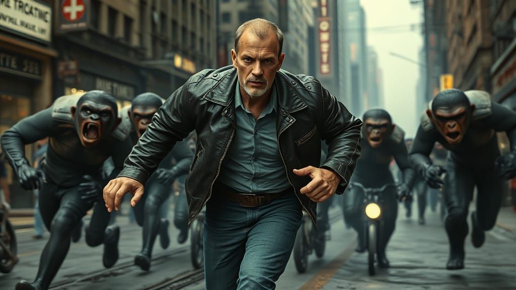 Bruce Willis in Retrofuturistic Dystopian City Chase