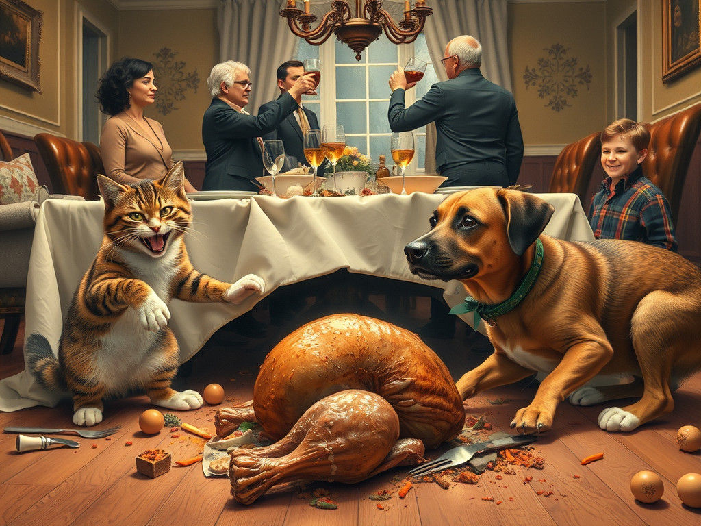 Mischievous Thanksgiving Dinner Inspired by Norman Rockwell