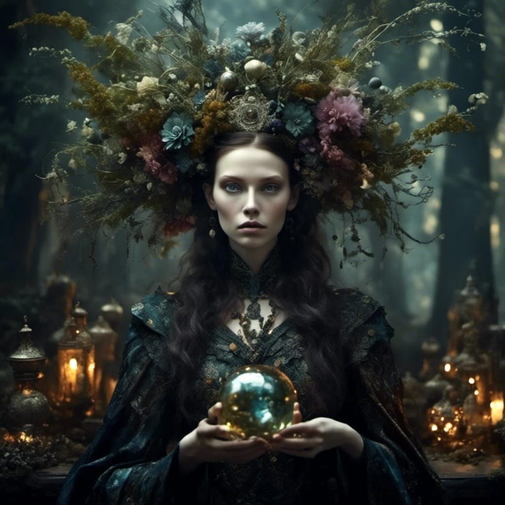 Iridescent Oracle in Dark Fantasy Style