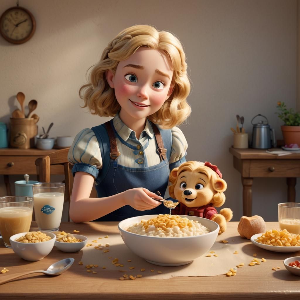 Goldilocks and Porridge: 3D Animated Style