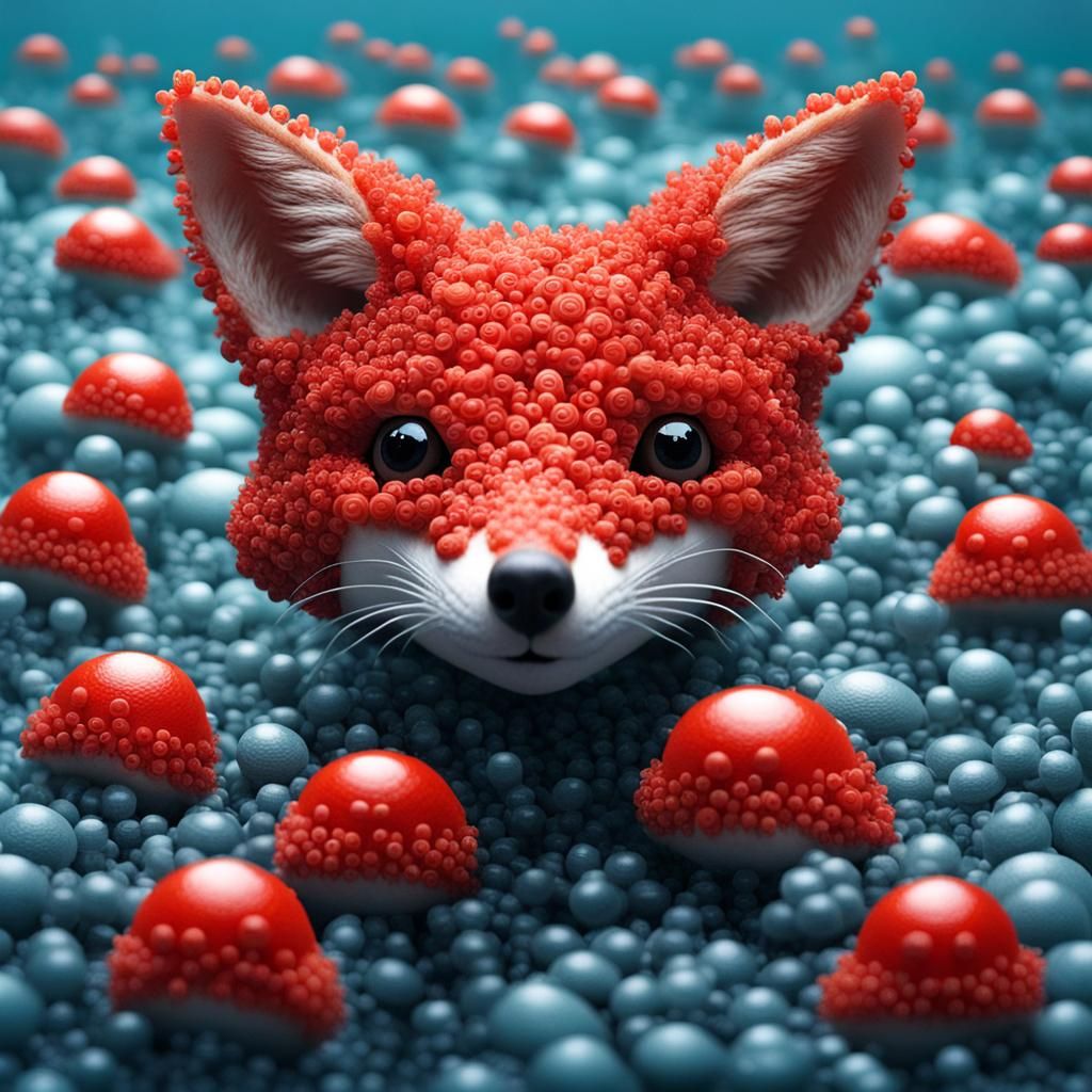 Red Fox Made of Snails in Ocean