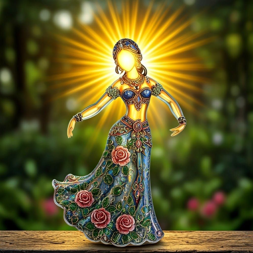 Enameled Glass Oriental Dancer Figurine in 3D Holographic St...