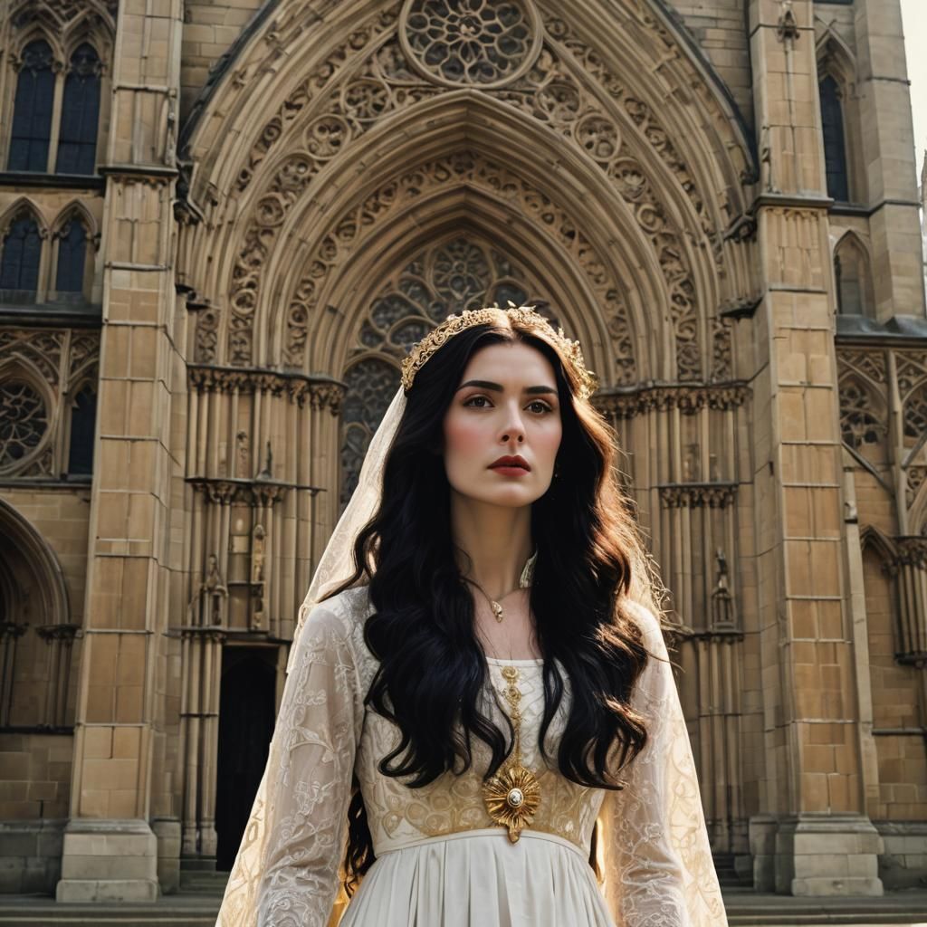 Mina Murray in White and Gold, London Cathedral