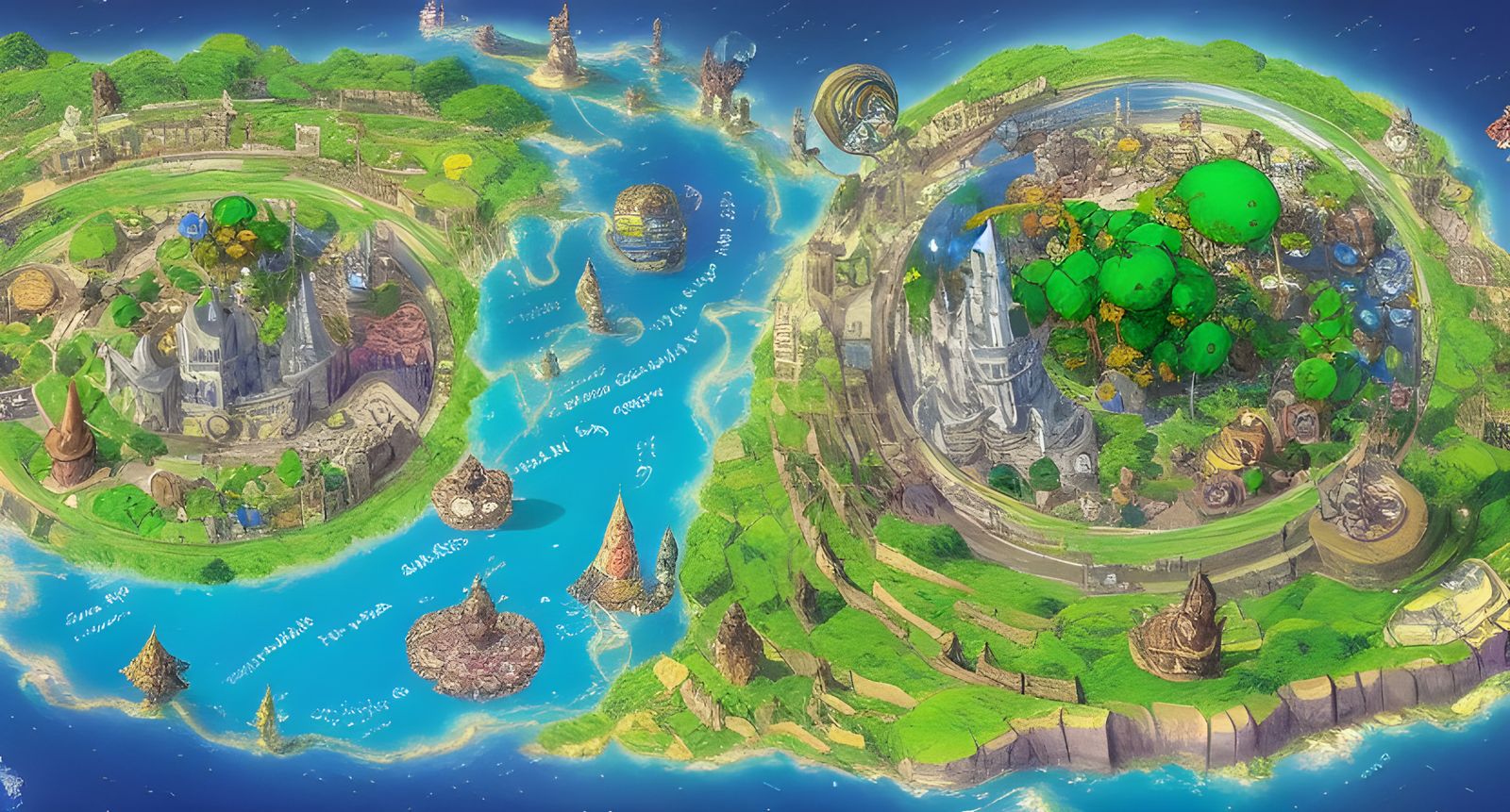 Magical Discworld Map in Anime Style