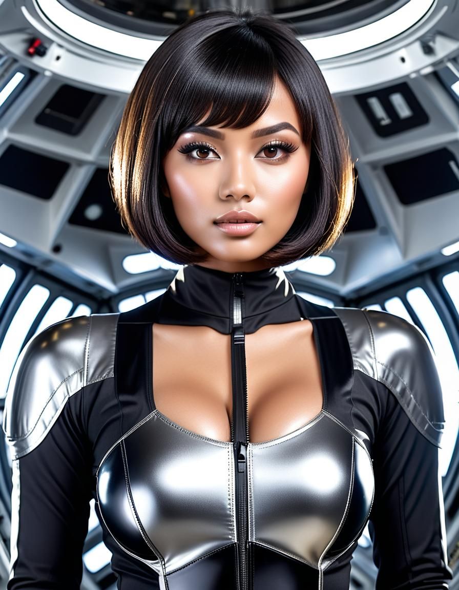 Indonesian Woman in Space Laboratory, UHD HDR 16K