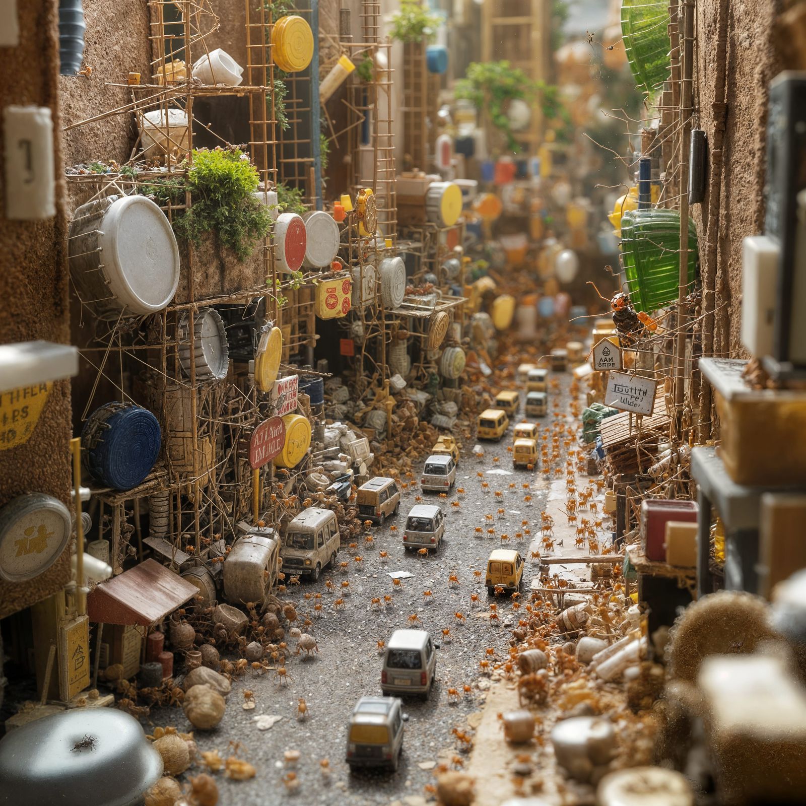 Ants Build Miniature City from Urban Debris