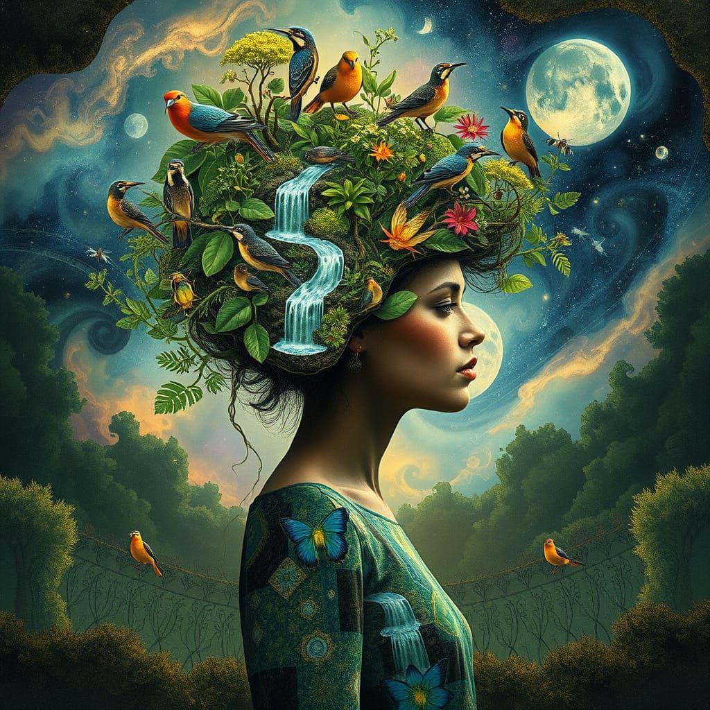 Bio-Art Collage: Woman with Mangrove Hair