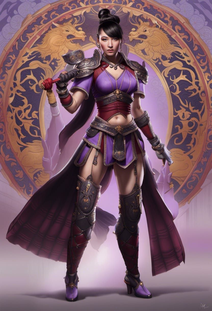 Fiery Qilin Protects Li Mei in Art Nouveau Style