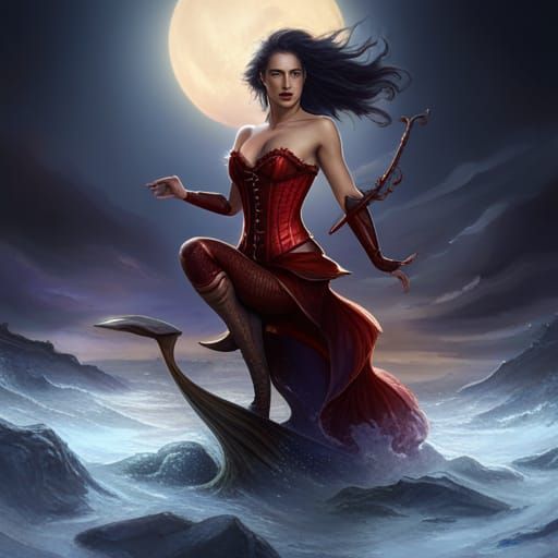 Captain Hook as Mermaid: Fantasy Concept Art