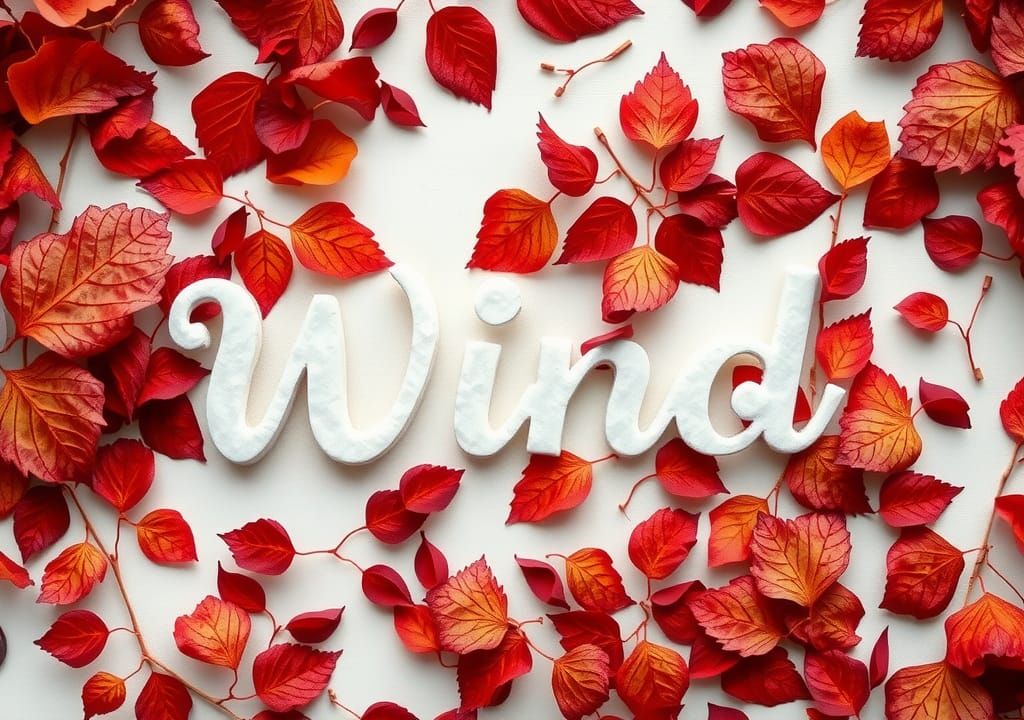 Autumn Leaves Swirling with Text in Impressionist Style