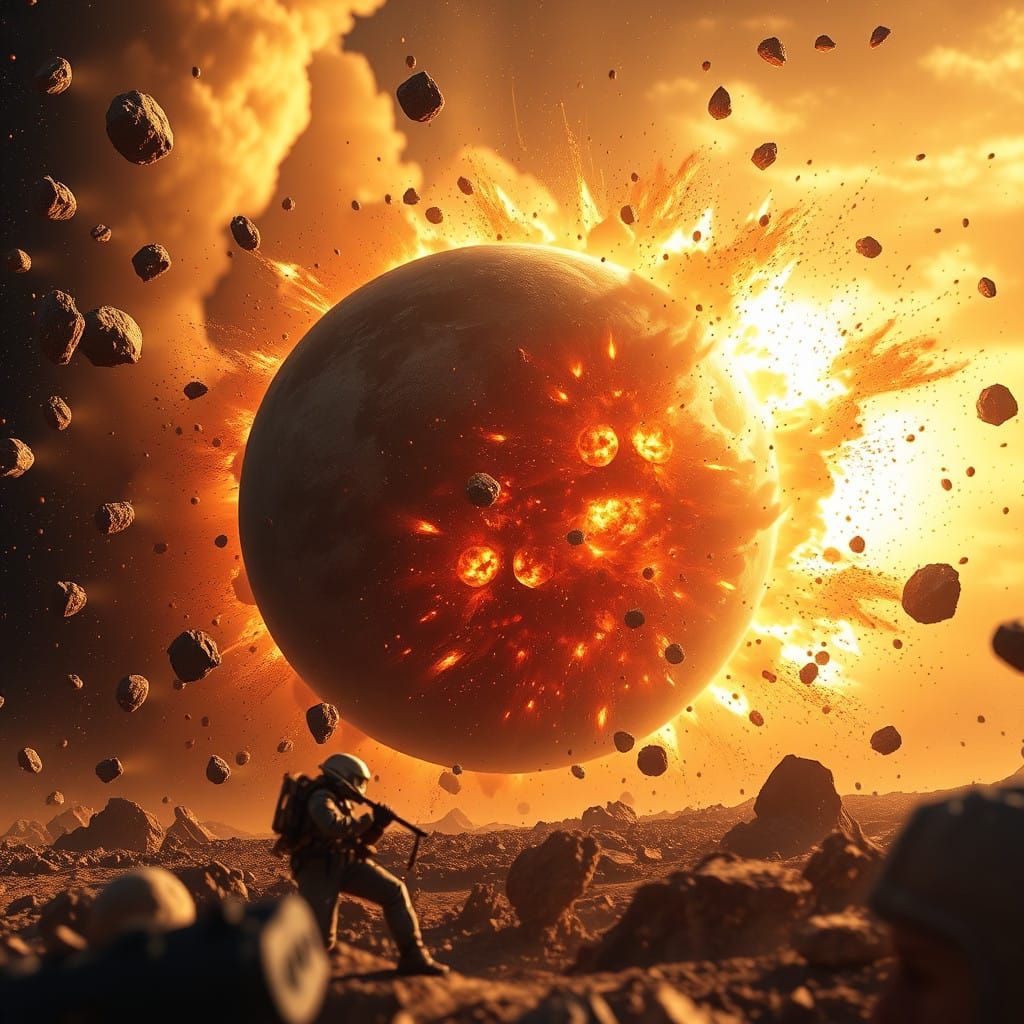 Celestial Cataclysm: Planetary Destruction in Vibrant, Cosmi...