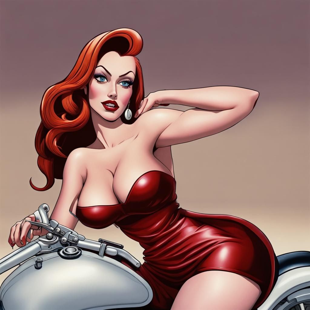 Jessica Rabbit on Harley at Biker Bar